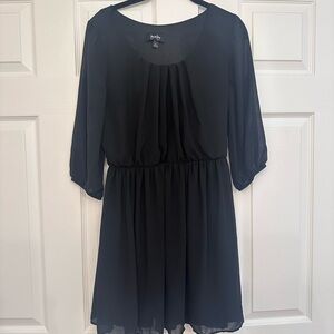 A. Byer Women's Black Sheath Dress M Knee Length 3/4 Sleeve Formal